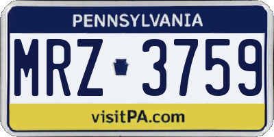 PA license plate MRZ3759