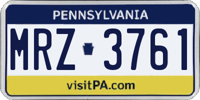 PA license plate MRZ3761