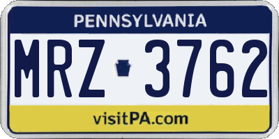 PA license plate MRZ3762
