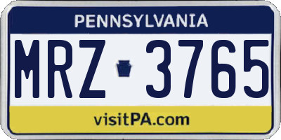 PA license plate MRZ3765