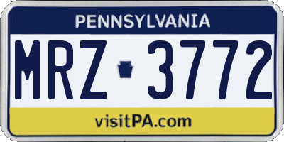 PA license plate MRZ3772