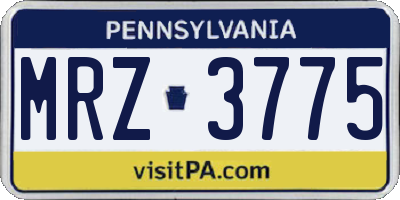 PA license plate MRZ3775