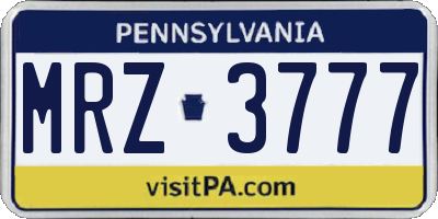 PA license plate MRZ3777