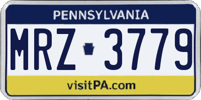 PA license plate MRZ3779