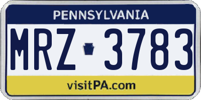 PA license plate MRZ3783