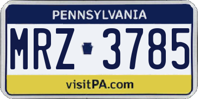 PA license plate MRZ3785