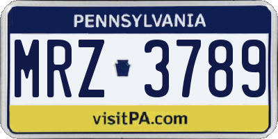 PA license plate MRZ3789