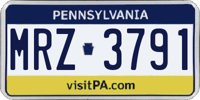 PA license plate MRZ3791