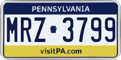 PA license plate MRZ3799
