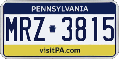 PA license plate MRZ3815