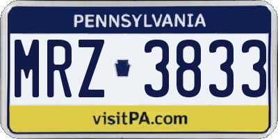 PA license plate MRZ3833