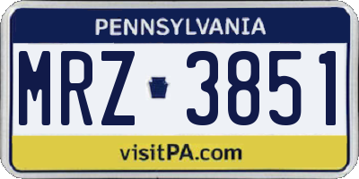 PA license plate MRZ3851