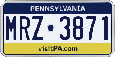 PA license plate MRZ3871