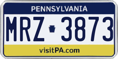 PA license plate MRZ3873