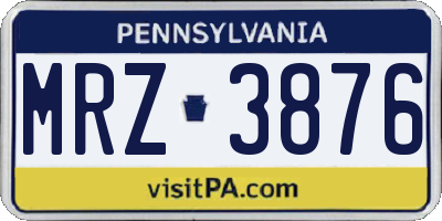 PA license plate MRZ3876