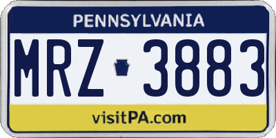 PA license plate MRZ3883