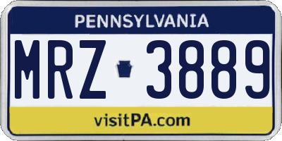 PA license plate MRZ3889