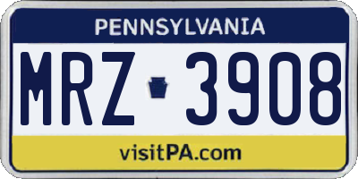 PA license plate MRZ3908