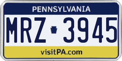 PA license plate MRZ3945