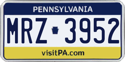 PA license plate MRZ3952