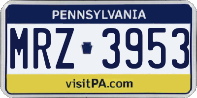 PA license plate MRZ3953