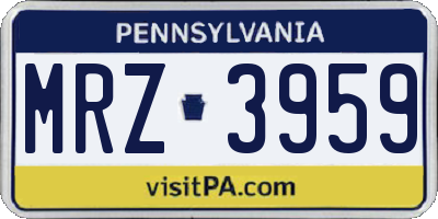 PA license plate MRZ3959