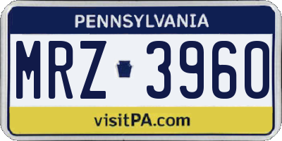 PA license plate MRZ3960