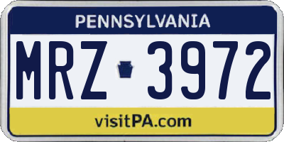 PA license plate MRZ3972