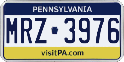 PA license plate MRZ3976