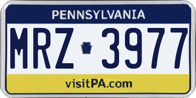 PA license plate MRZ3977
