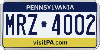 PA license plate MRZ4002