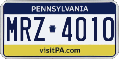 PA license plate MRZ4010