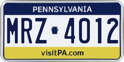 PA license plate MRZ4012