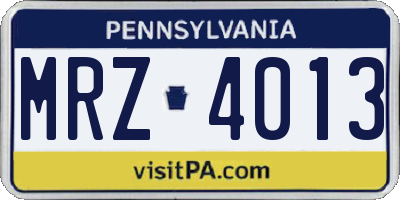 PA license plate MRZ4013