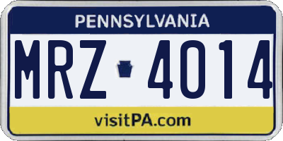 PA license plate MRZ4014