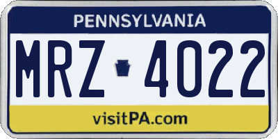 PA license plate MRZ4022