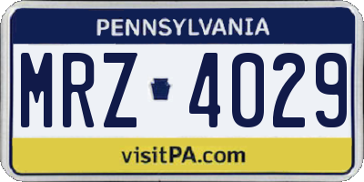 PA license plate MRZ4029