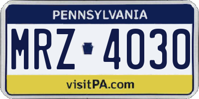 PA license plate MRZ4030