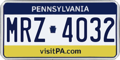 PA license plate MRZ4032