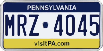 PA license plate MRZ4045