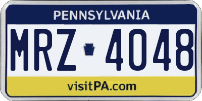 PA license plate MRZ4048