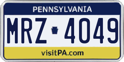 PA license plate MRZ4049