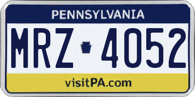 PA license plate MRZ4052