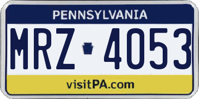 PA license plate MRZ4053