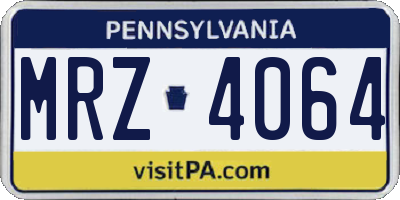 PA license plate MRZ4064