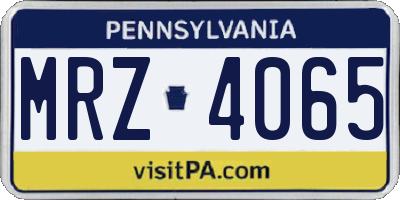 PA license plate MRZ4065