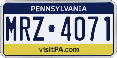 PA license plate MRZ4071