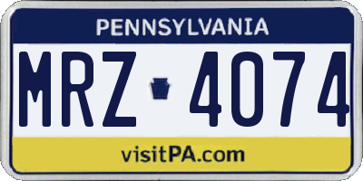 PA license plate MRZ4074