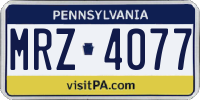 PA license plate MRZ4077