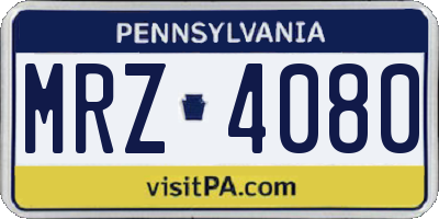 PA license plate MRZ4080